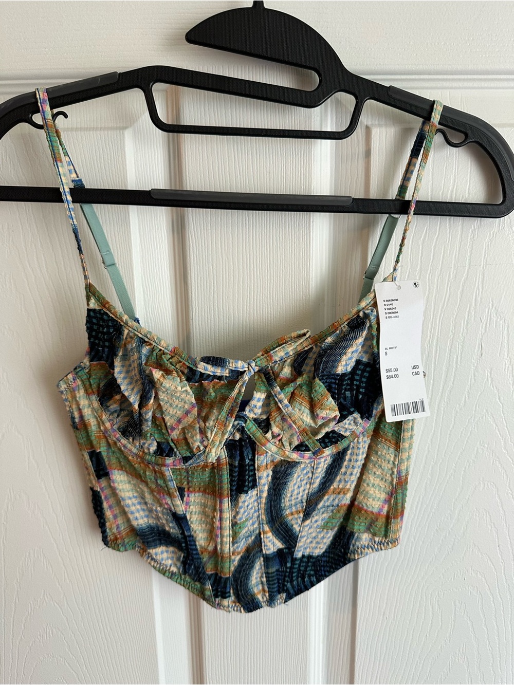 Urban Outfitters Green Multicolor Ruffle Bustier Crop Top